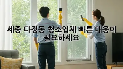 세종 다정동 청소업체, 빠른 대응이 필요하세요?